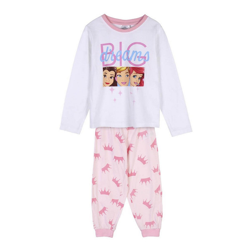 Kinderpyjama Disney Prinzessinnen in Weiß/Rosa – Märchenhafte Nächte für kleine Prinzessinnen