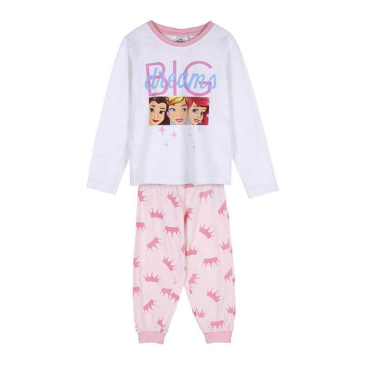 Kinderpyjama Disney Prinzessinnen in Weiß/Rosa – Märchenhafte Nächte für kleine Prinzessinnen