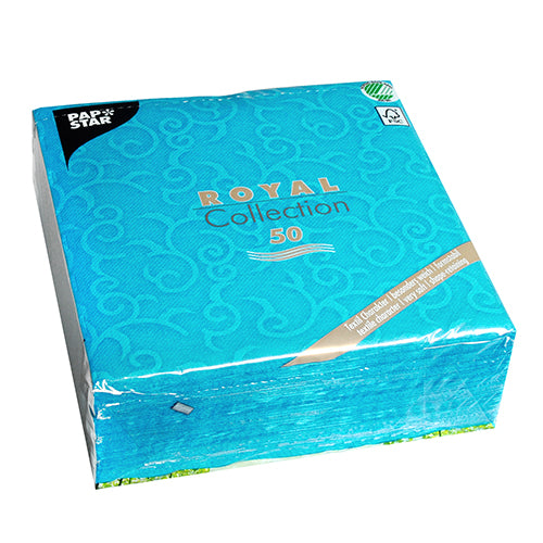 PAPSTAR 50 Servietten "ROYAL Collection" 1/4-Falz 40 x 40 cm türkis