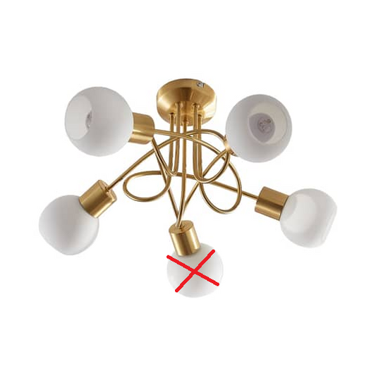B-grade Lindby ceiling lamp Elaina 5 lights, brass, incomplete