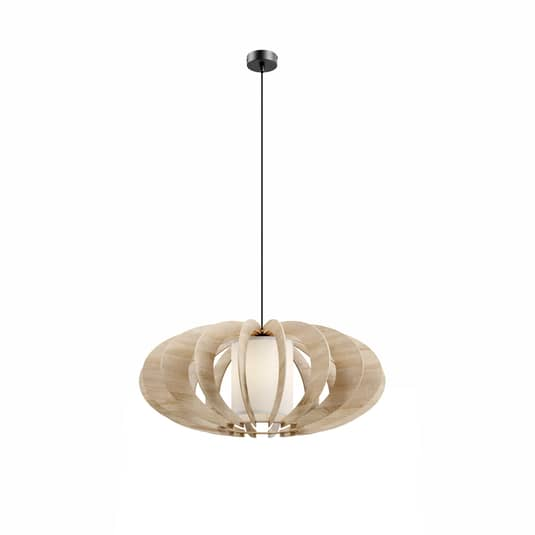 B-grade Euluna pendant light, modern AL, ceiling lamp, wooden, E27, ø 60 cm 