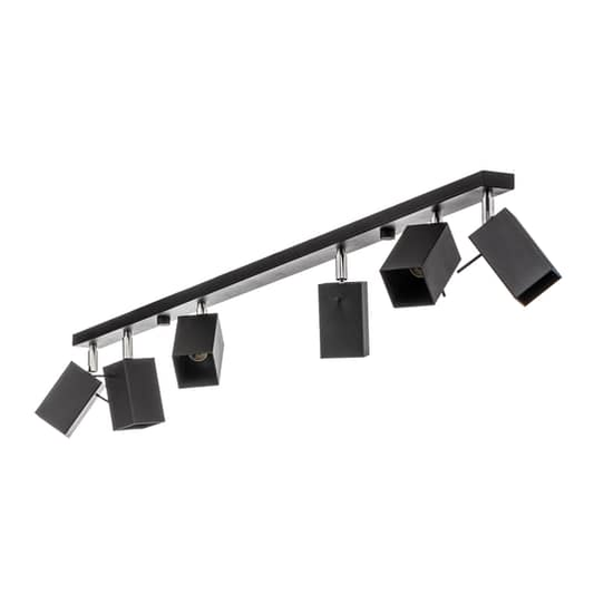 B-grade Euluna ceiling spotlight, ceiling lamp, light, Square, black, six-light, linear