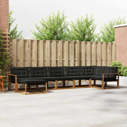 Outdoor-Sofagarnitur mit Kissen 21 pcs Natürlich und Schwarz