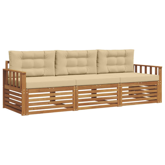 Outdoor-Sofagarnitur mit Kissen 3 pcs Natur und Beige