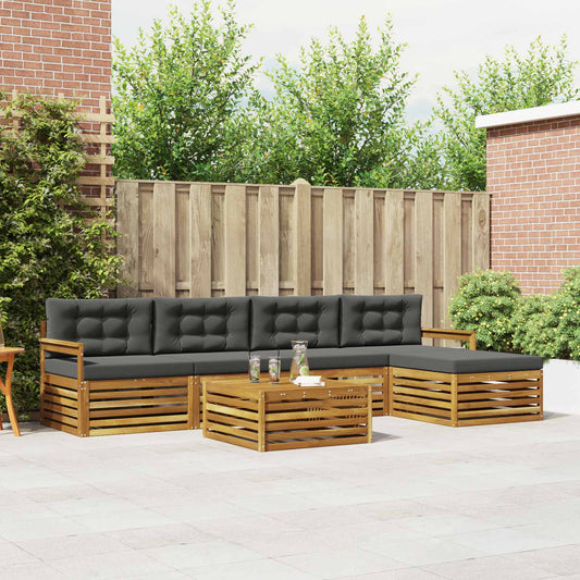 Outdoor-Sofagarnitur mit Kissen 6 pcs Natur und Anthrazit