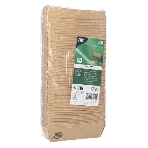 PAPSTAR 80 Snacktrays, Pappe "pure" braun "100% Fair"