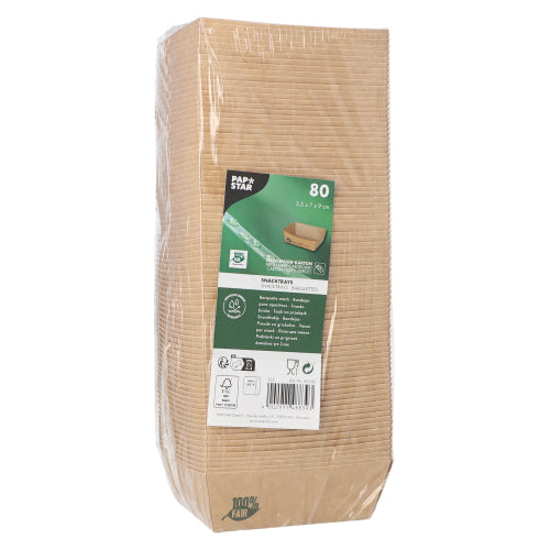 PAPSTAR 80 Snacktrays, Pappe "pure" braun "100% Fair"