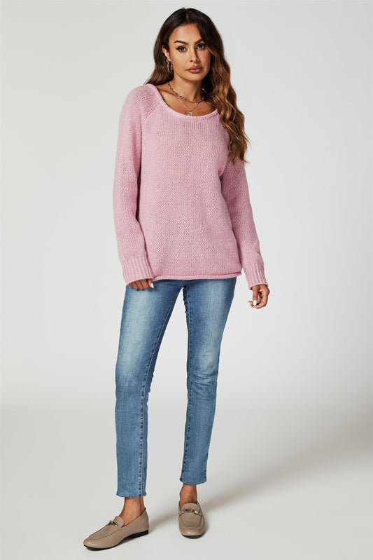 Comfy Jumper Top In Pink
