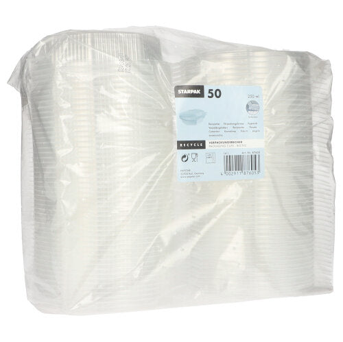 Starpak 50 Verpackungsbecher mit Klappdeckeln, PP transparent 8-eckig