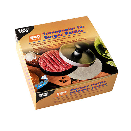 PAPSTAR 500 Trennpapiere für Burger Patties Ø 13 cm weiss | Faltschachtel (500 Stück)