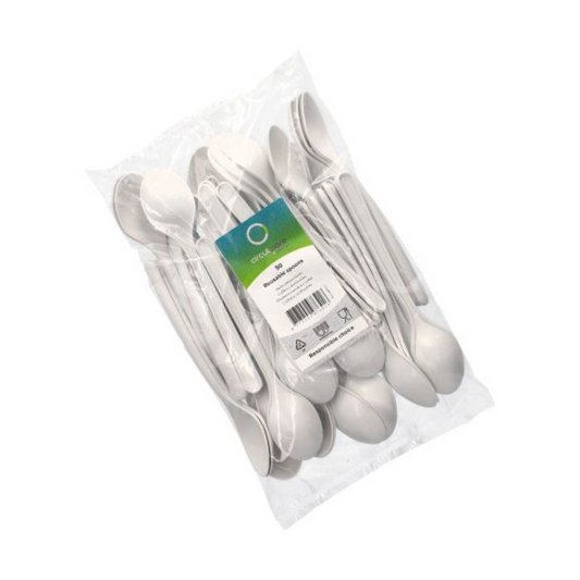 Discontinued item: Circulware by Haval spoons (reusable) PP 18.5 cm white | foil (50 pieces)