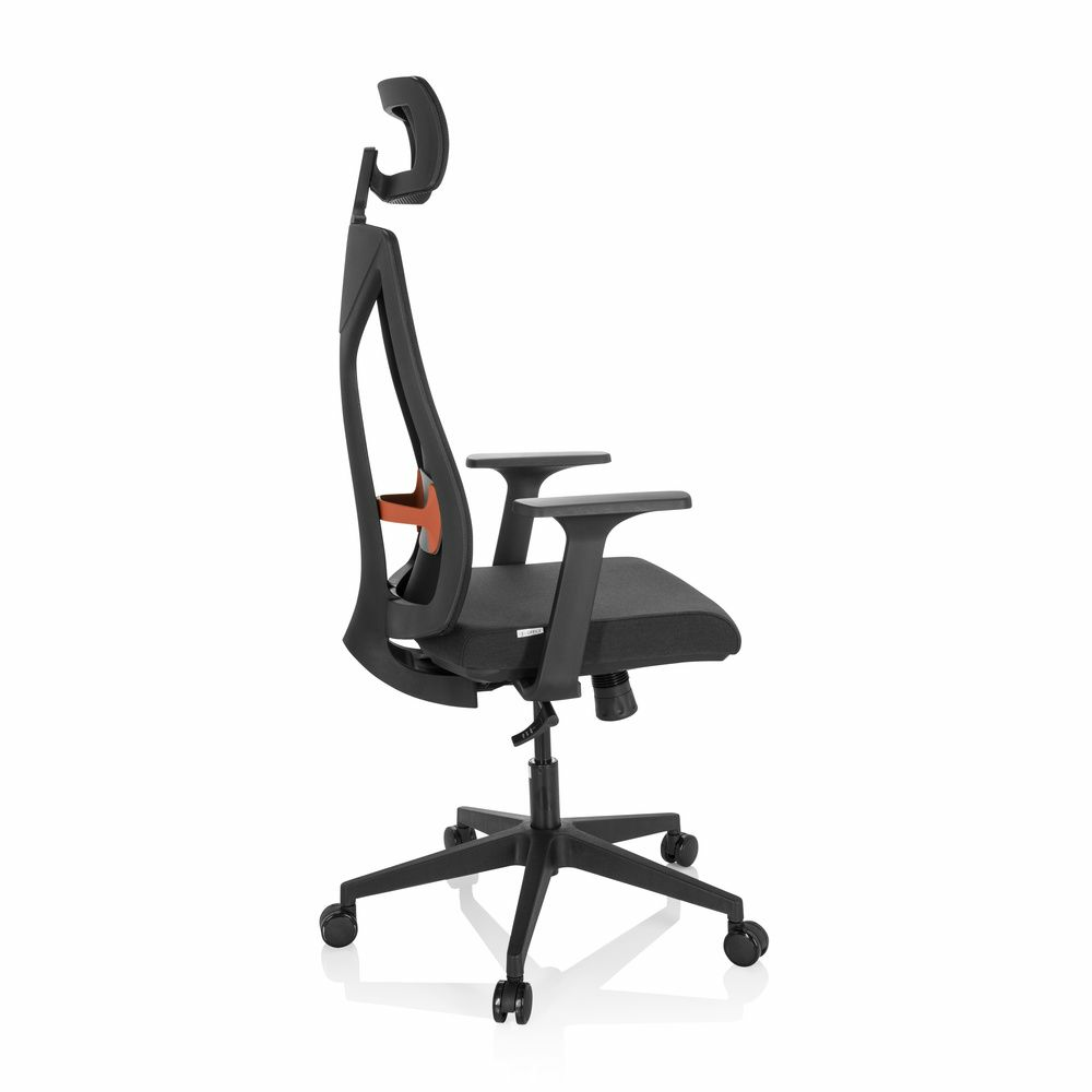 B-flokks Hjh skrifstofustóll með snúningsrúllu úr Kodiak efni, svart skrifborð