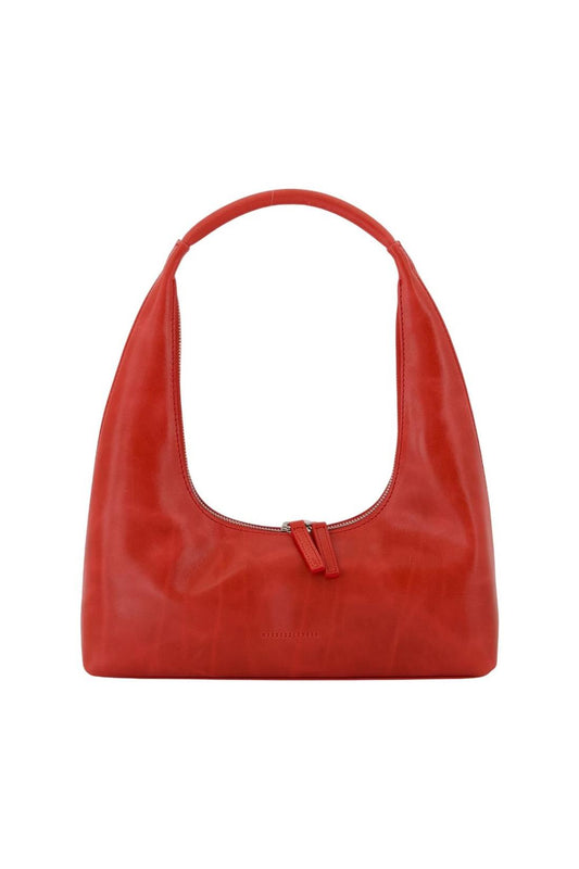 Hobo-Schultertasche - Margesherwood - Leder - Rot
