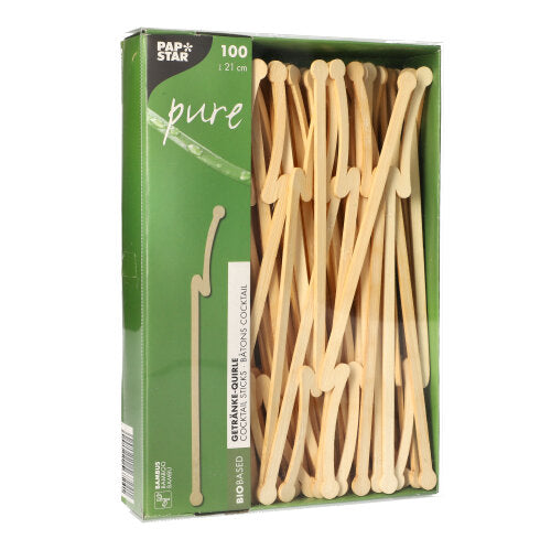 PAPSTAR 100 Getränke-Quirle, Bambus "pure"