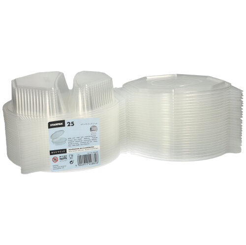Starpak 25 Menüboxen mit Klappdeckeln, PP transparent 8-eckig - 5,9 cm x 21,5 cm x 21,5 cm