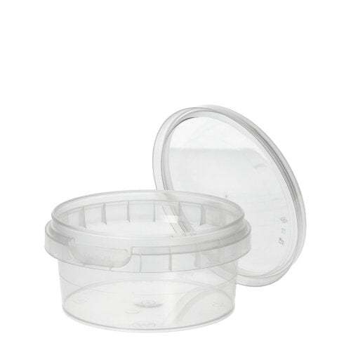 Starpak 38 Feinkostbecher, PP rund 180 ml Ø 9,5 cm · 4,5 cm transparent mit Originalitätsverschluss | Schrumpffolie (38 Stück)