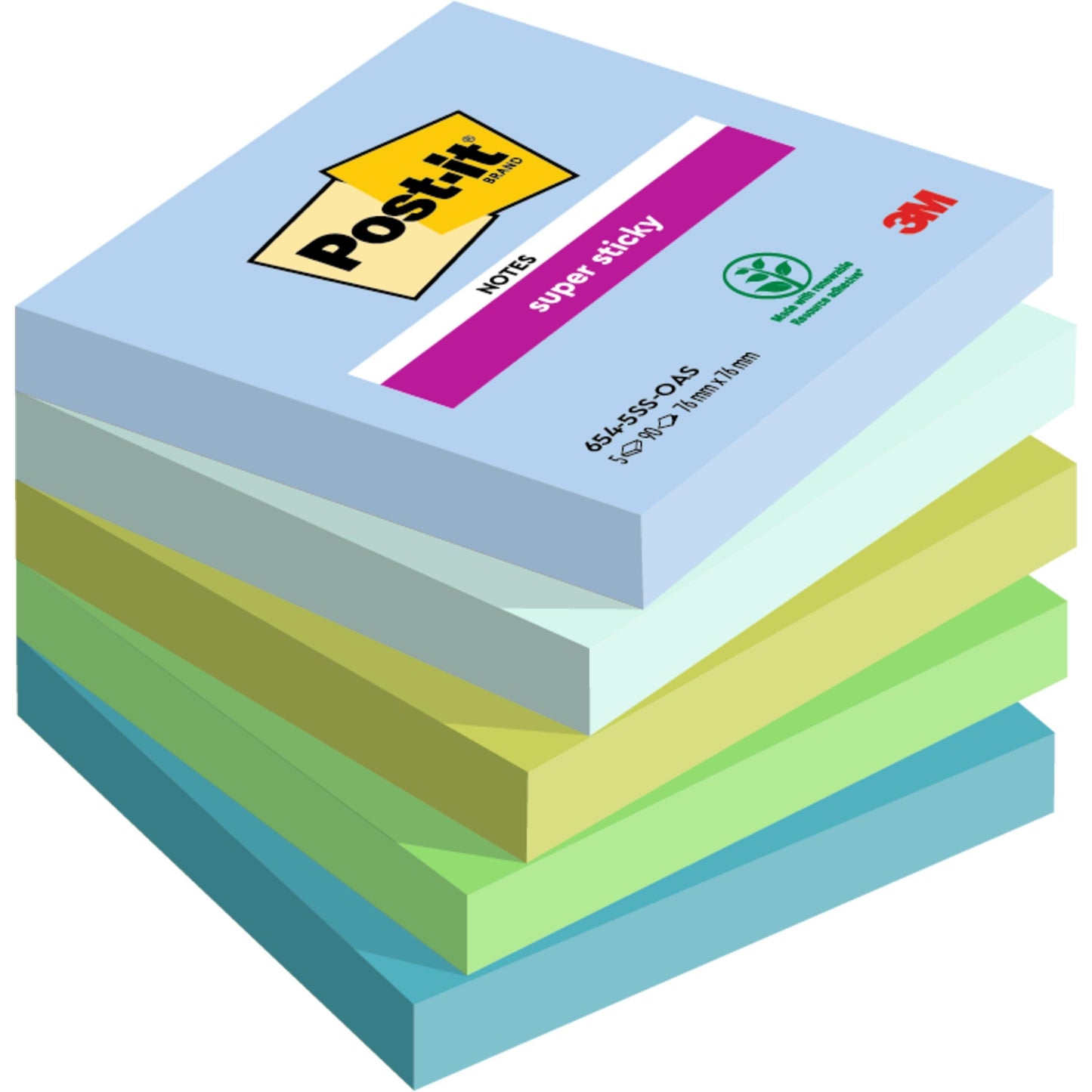 Post-it® Super Sticky Notes, 76 mm x 76 mm, 90 Blatt/Block, 100% PEFC
