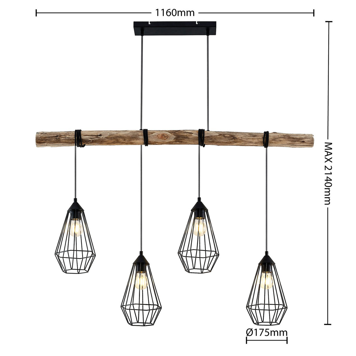 B-grade Lindby Eldarion pendant light, ceiling lamp, 4 bulbs, E27 