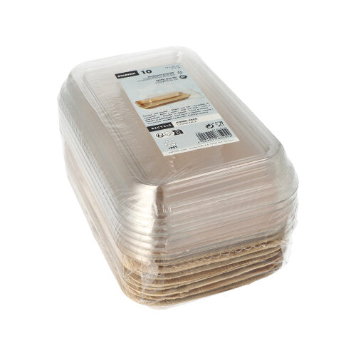 Starpak 10 Schalen, Palmblatt mit rPET Deckel "Kombipack"