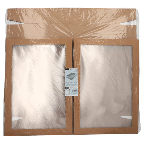 Starpak 10 Transport- und Catering-Kartons, Pappe eckig braun mit separatem Deckel und Sichtfenster aus PET