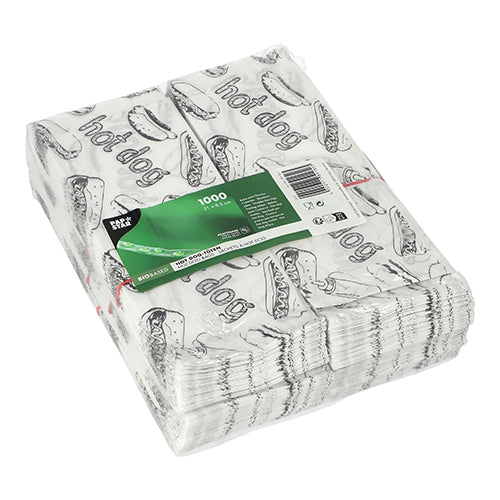 PAPSTAR 1000 Hot Dog-Tüten 21 cm x 8,5 cm weiss | Schrumpffolie (1000 Stück)