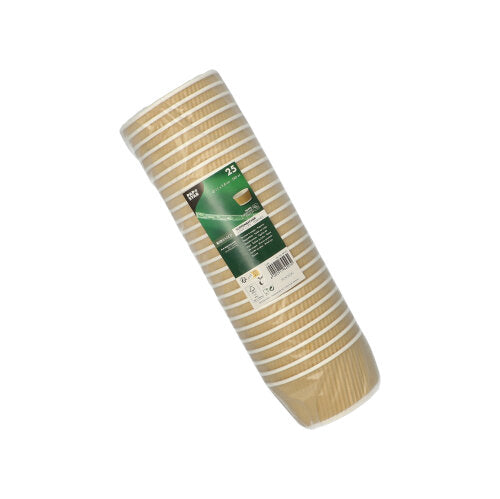 PAPSTAR 25 Suppenbecher, Pappe rund 380 ml Ø 11 cm · 5,8 cm braun/weiss Ripple Wall | Folie (25 Stück)
