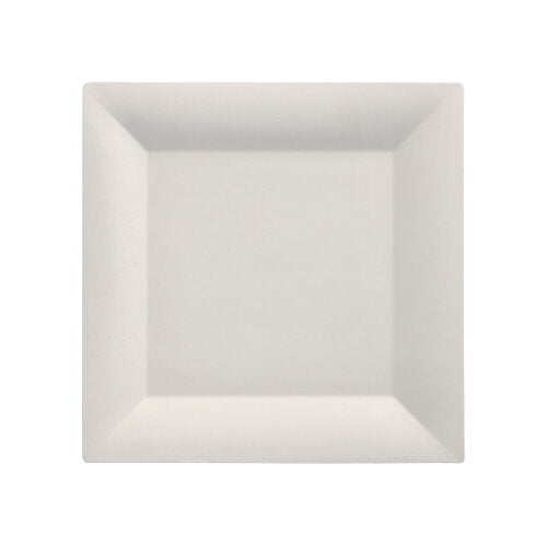 PAPSTAR 25 Fingerfood - Teller, Zuckerrohr "pure" eckig 1,5 cm x 20,3 cm x 20,3 cm weiss | Schrumpffolie (25 Stück)