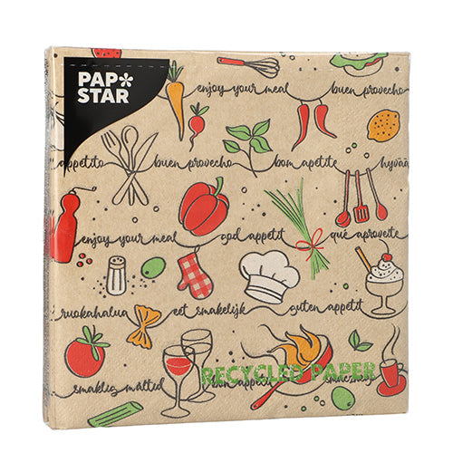 PAPSTAR 20 Servietten, 33 cm x 33 cm 3-lagig 1/4-Falz natur