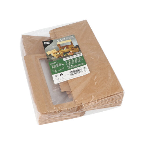 PAPSTAR 25 Cupcake-Kartons eckig 10 cm mit Sichtfenster aus PLA