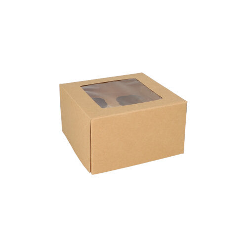PAPSTAR 25 Cupcake-Kartons eckig 10 cm mit Sichtfenster aus PLA