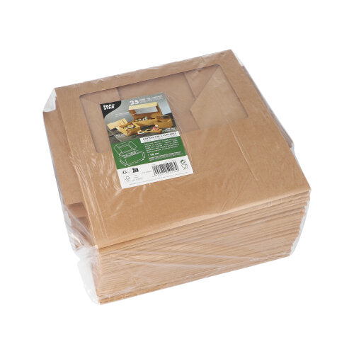 PAPSTAR 25 Cupcake-Kartons eckig 10 cm mit Sichtfenster aus PLA