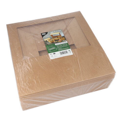PAPSTAR 25 Cupcake-Kartons eckig 10 cm mit Sichtfenster aus PLA
