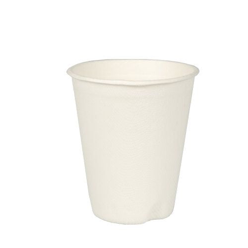 PAPSTAR 40 Trinkbecher, Zuckerrohr "pure" 0,2 l Ø 8 cm · 9,1 cm weiss für Heißgetränke | Schrumpffolie (40 Stück)