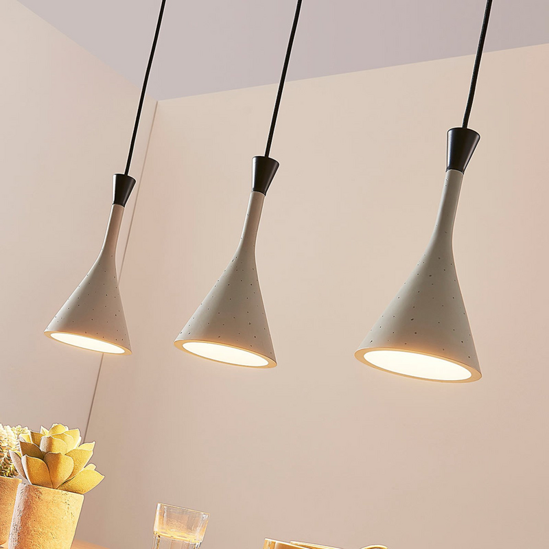 Lindby hengilampi Flynn fyrir borðstofu, grár, 3 ljós, 747, B-flokks 