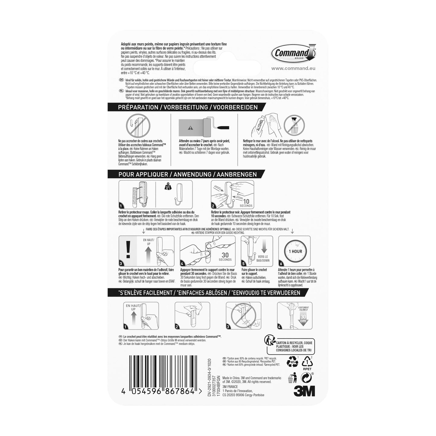 Mittelgroßer Command™ mattschwarzer Haken, 17034B, 1 Haken, 2 Strips | Packung (1 Stück)