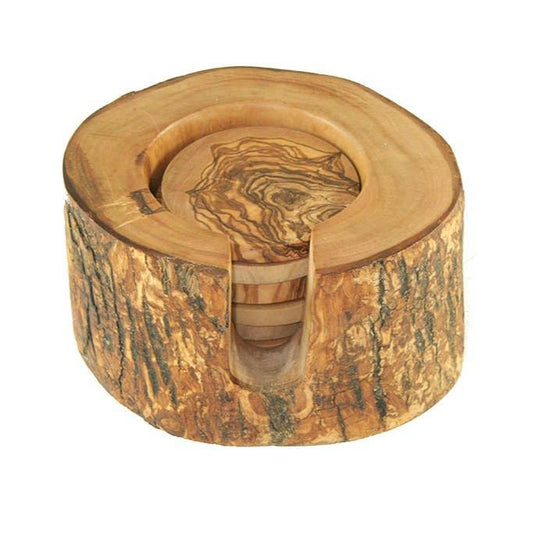 Coasters - 6 pieces in a log - made of olive wood