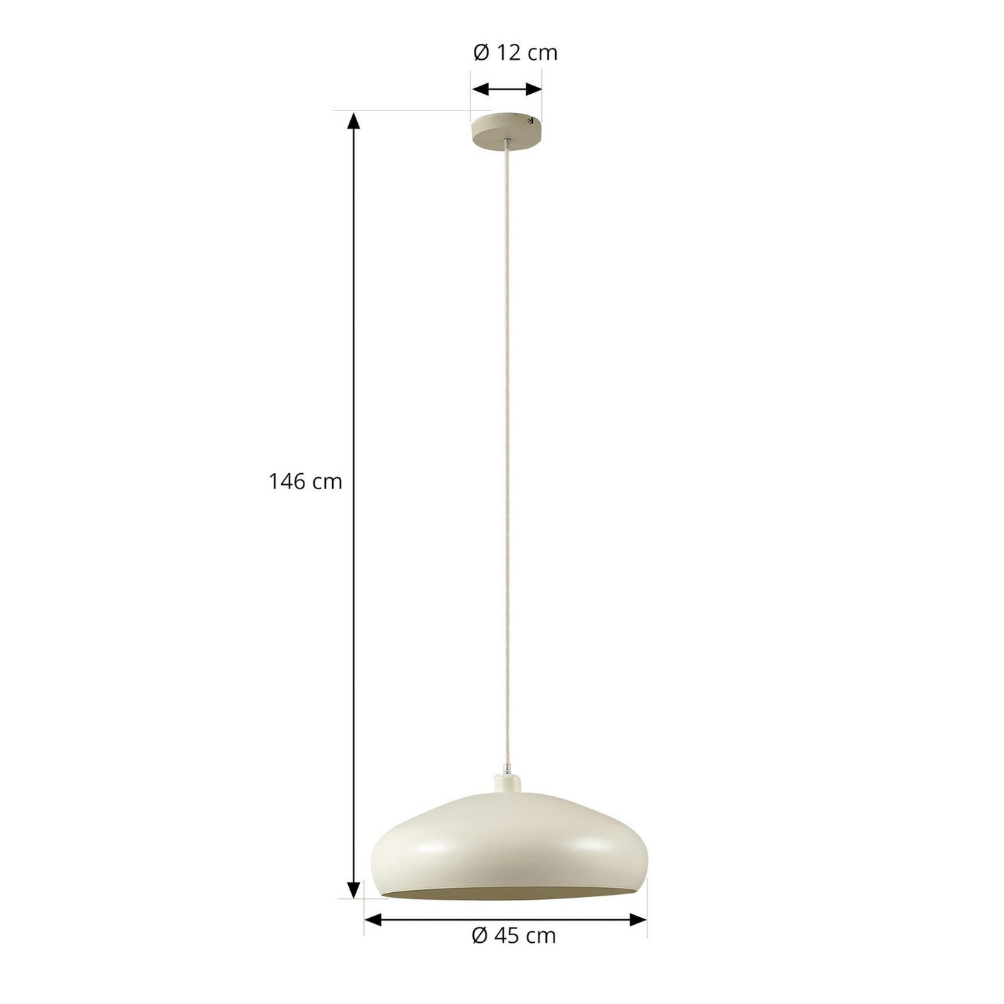 Lindby Elover hengiljós í B-flokki, beige, ø 45 cm, járn, loftlampi, loftljós, lampi