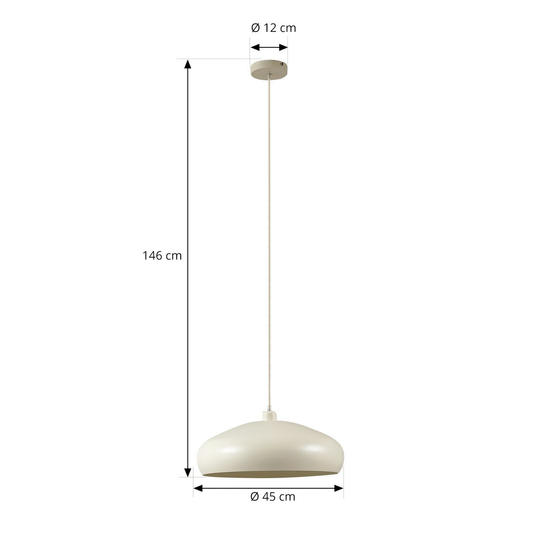 Lindby Elover hengiljós í B-flokki, beige, ø 45 cm, járn, loftlampi, loftljós, lampi