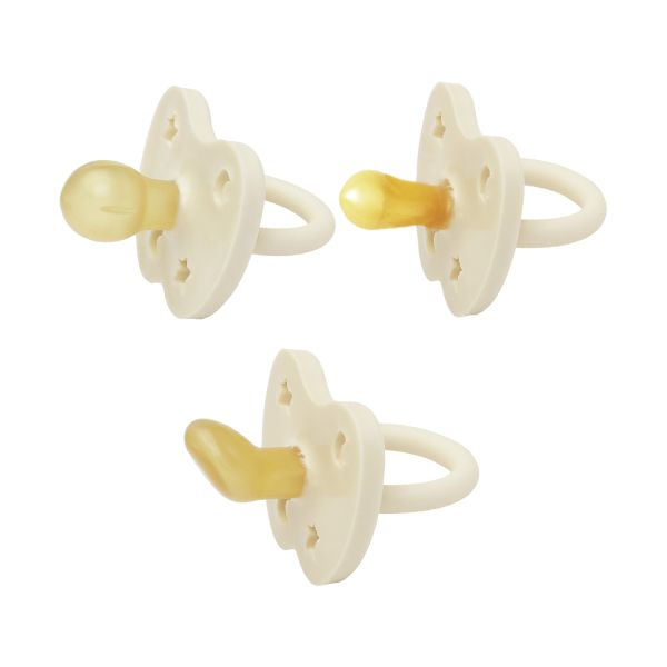 B-grade Hevea pacifiers, trial pacifiers for babies 0 months, 3-pack, Milky White, 6 sets