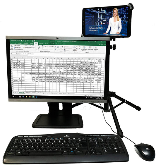 System-S Universaler Boden Ständer Stand Halter für iPad Pro 12.9 Zoll und Tablet PC 10-14.5 Zoll