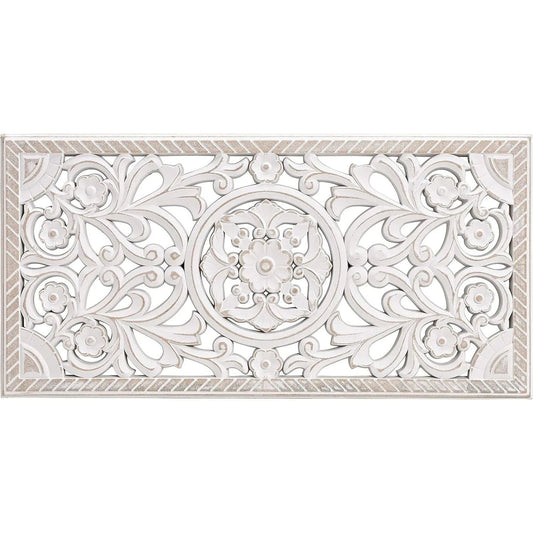 Wandornament Holz weiß 60x30 cm shabby Landhaus Ornament Holzornament Holzbild