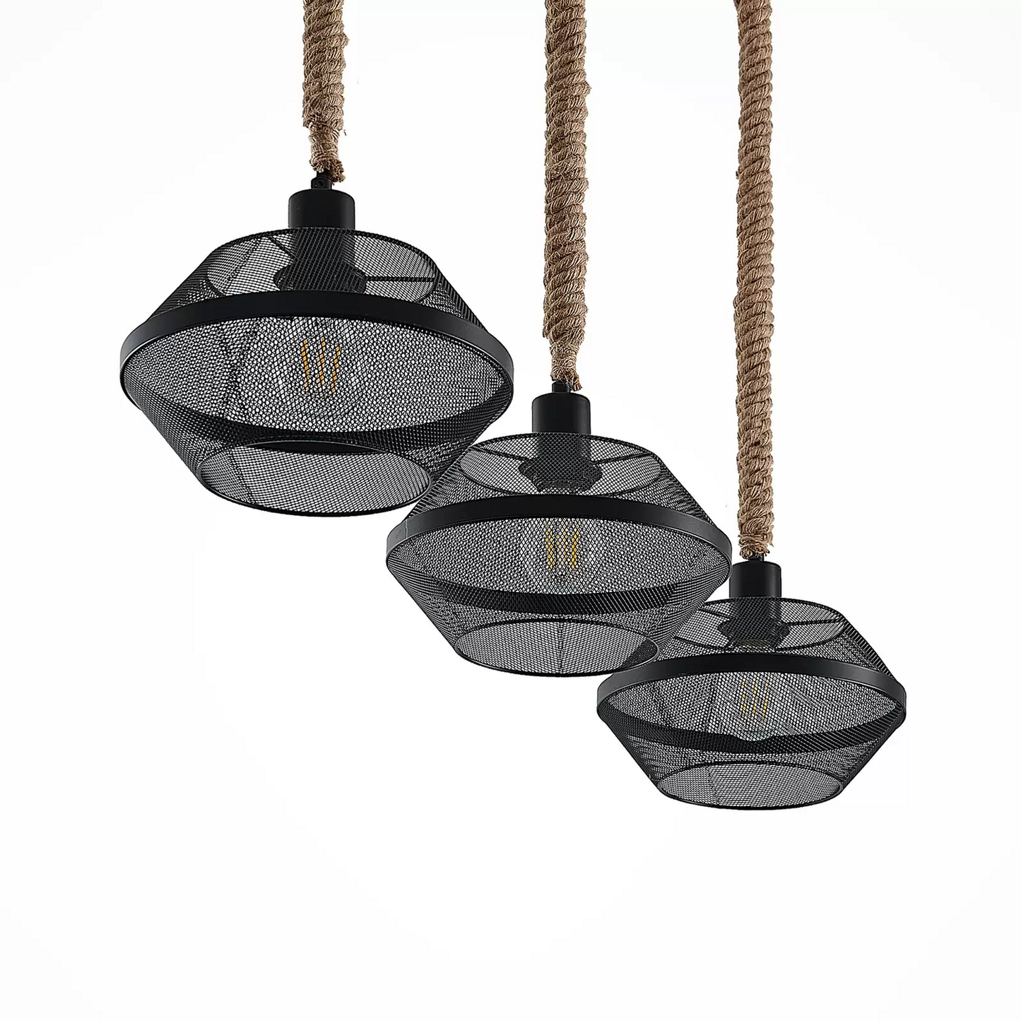 Lindby Rabia loftlampi í B-flokki, hengiljós, 3 ljós, aflöng, úr flauelsflís.