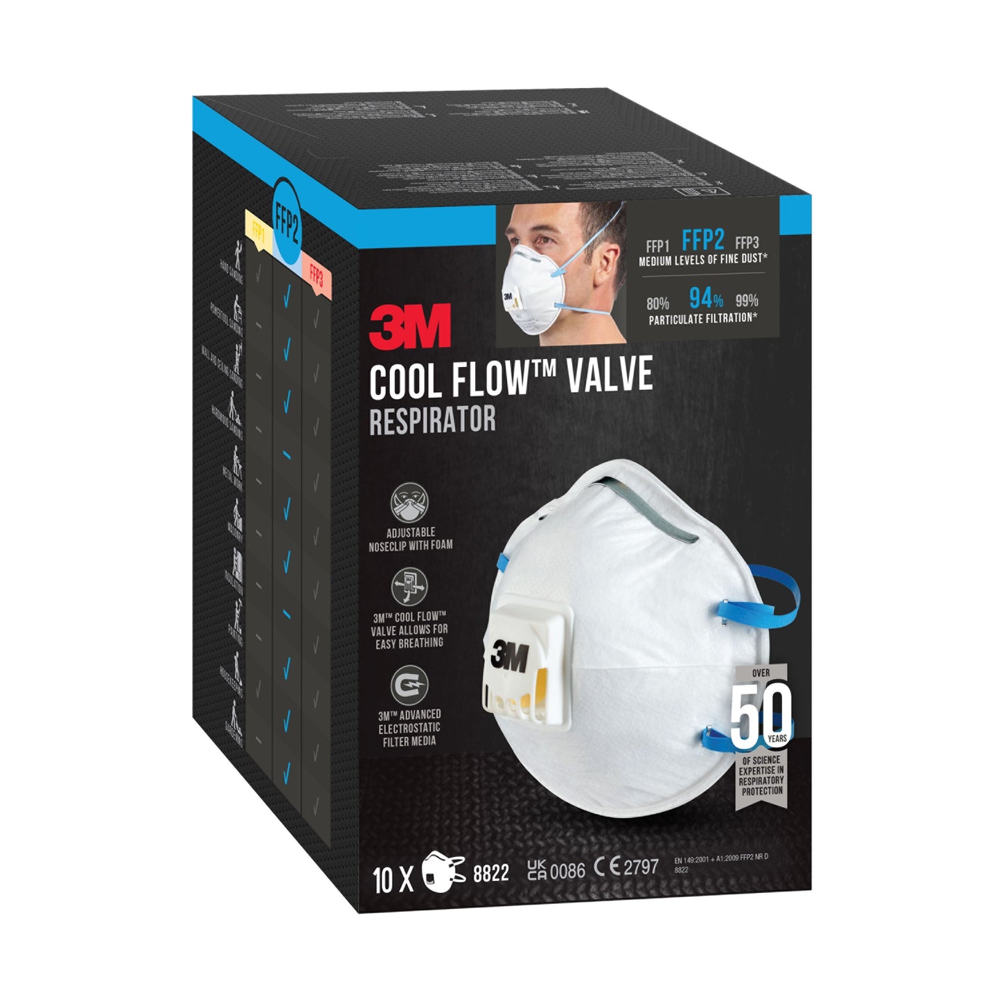 3M™ Cool Flow™ Partikelmaske 8822, FFP2, mit Ventil