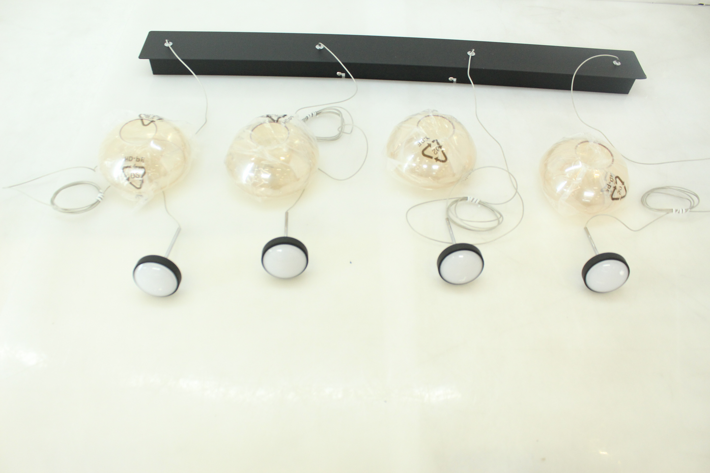 B-stock Fabas Luce hanging lamp Arabella four-bulb in row Amber hanging light lamp