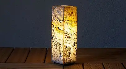 Hágæða ljósasúla frá Epstein Design, B-flokks, E27, úr náttúrulegu leirsteini, hæð 25 cm. 