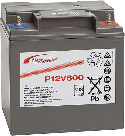 Rafhlaða af gerðinni Gnb Sprinter P12 V600 Napw120600 Hp0 Ma, Vrla 12 V 24 Ah Agm rafhlaða.