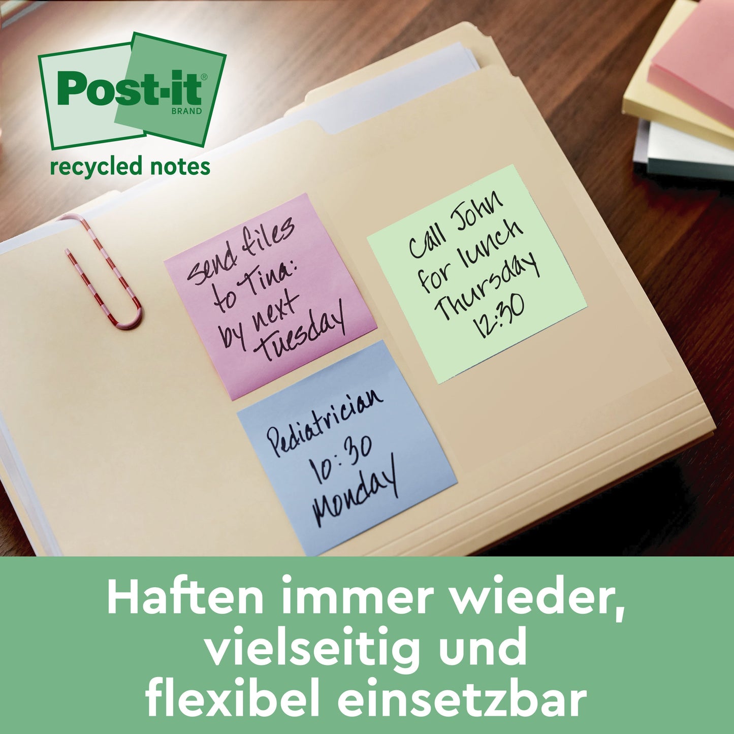 Post-it® Recycling Notes, 76 mm x 127 mm, 100 Blatt/Block, 100% PEFC