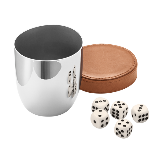 Dice cup with 5 dice, SKY stainless steel