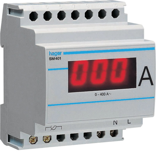 Hager stafrænn ampermælir á lager, straumspennimæling 0-400 A, mælitæki, skynjarar, spennibreytir
