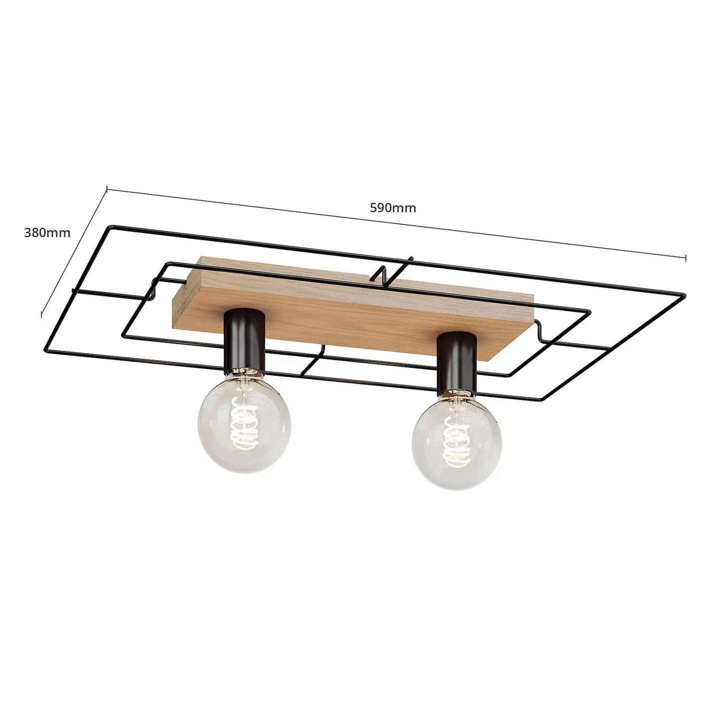 B-flokks Envostar Bridge loftljós, tveggja ljósa, rétthyrnd loftlampi, ljós, kastari, E27